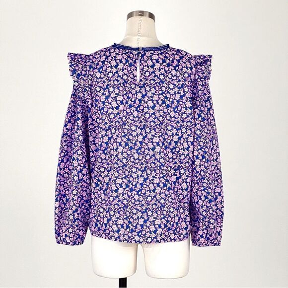 J. Crew Long-Sleeve Ruffle-Shoulder Top Size M - Picture 7 of 13